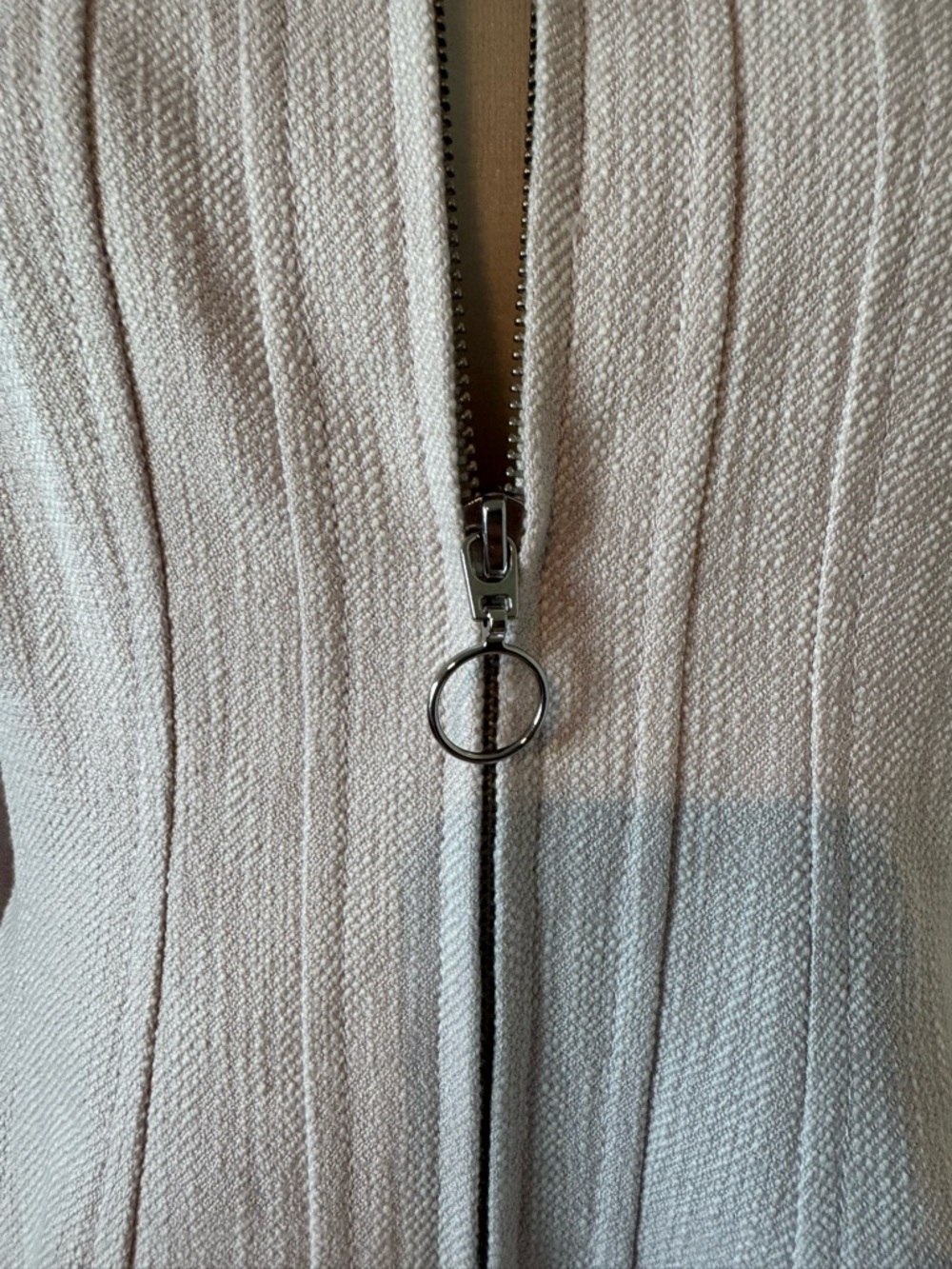 Rebecca Taylor Blush Pink Frayed Trim Zip Jacket - Picture 2 of 14